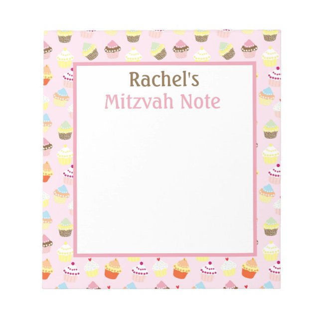 Pink Cupcakes Mitzvah Note Girls Notepad Notizblock (Vorderseite)