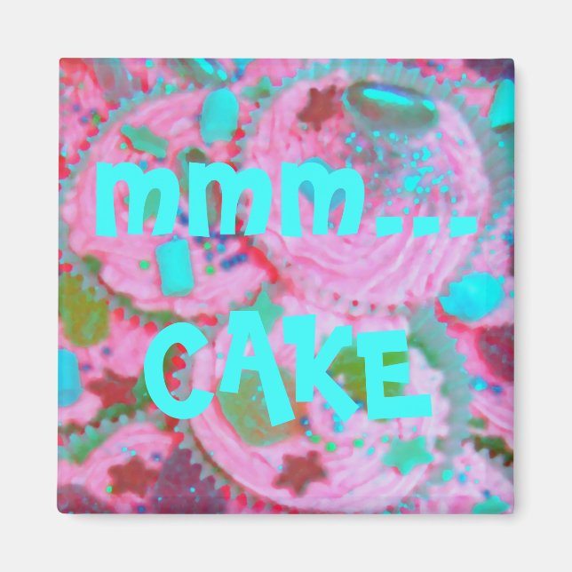 Pink Cupcakes 'mmm..Kühlschrankmagnet Magnet (Vorne)