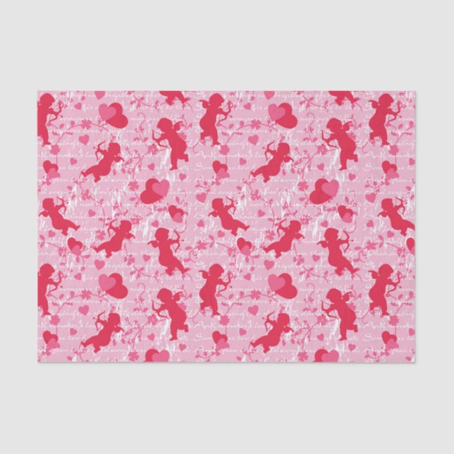 Pink Cupids and Hearts Seidenpapier (Vorderseite)
