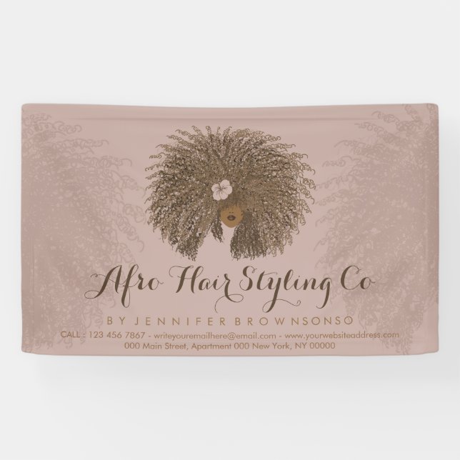 Pink Curl Afro Hair Stylist Banner (Horizontal)