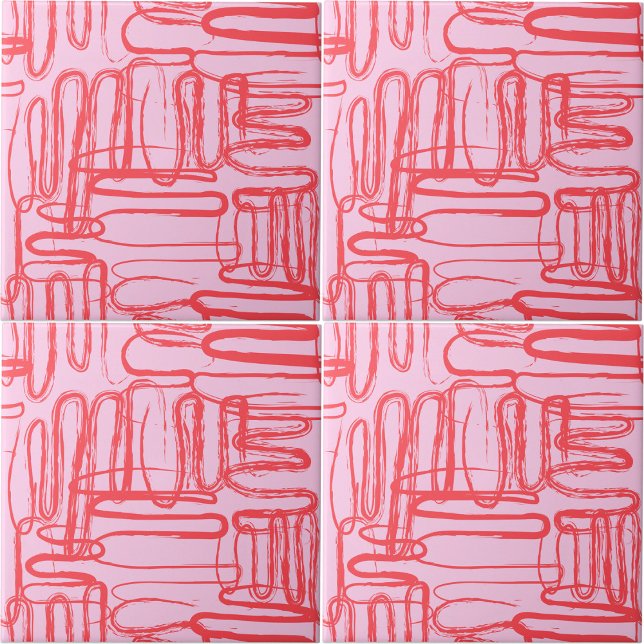 Pink Curve Wavy Squiggle Abstract Modern Fliese (Pink Curve Wavy Squiggle Abstract Modern Ceramic Tile)