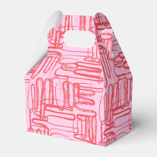 Pink Curve Wavy Squiggle Abstract Modern Geschenkschachtel (Vorderseite)