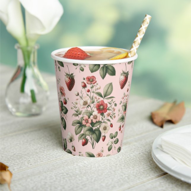 Pink Custom Berry Sweet Strawberry Pappbecher (In Situ)