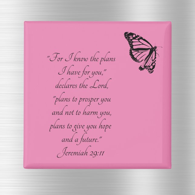 Pink Custom Bible Verse Butterfly Jeremiah 29:11 Magnet (Von Creator hochgeladen)