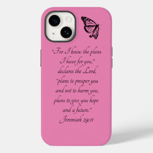 Pink Custom Bible Verse mit Schmetterling Case-Mate iPhone 14 Hülle