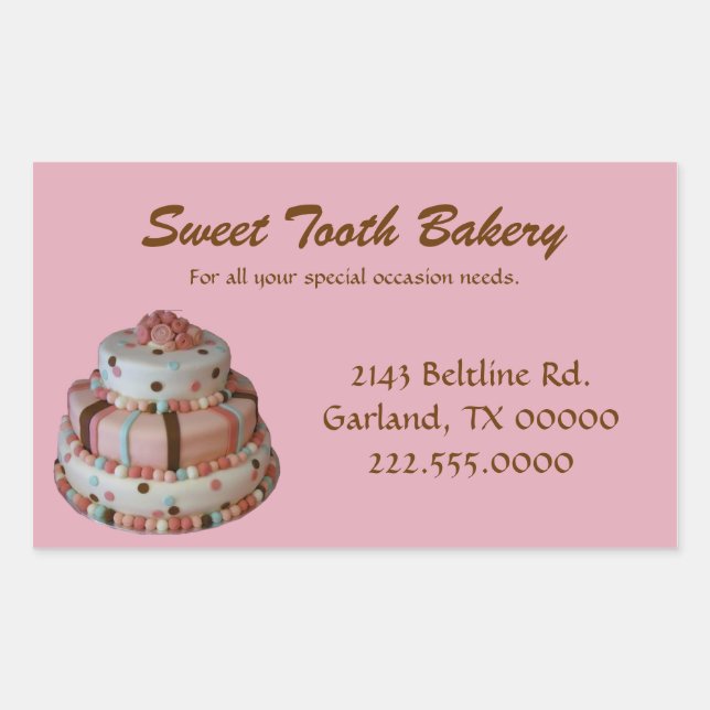 Pink Custom Cake Bakery Box Aufkleber (Vorderseite)