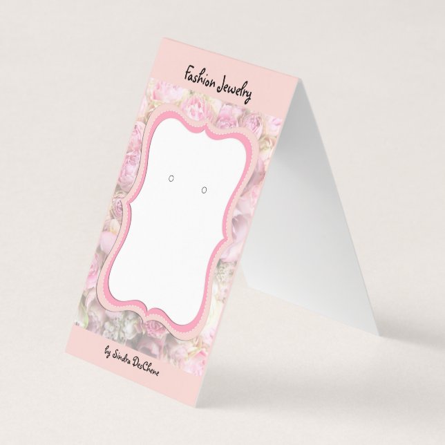 Pink Custom Floral Plaque Zehnfach Ohrring Cards Visitenkarten (Vorderseite)