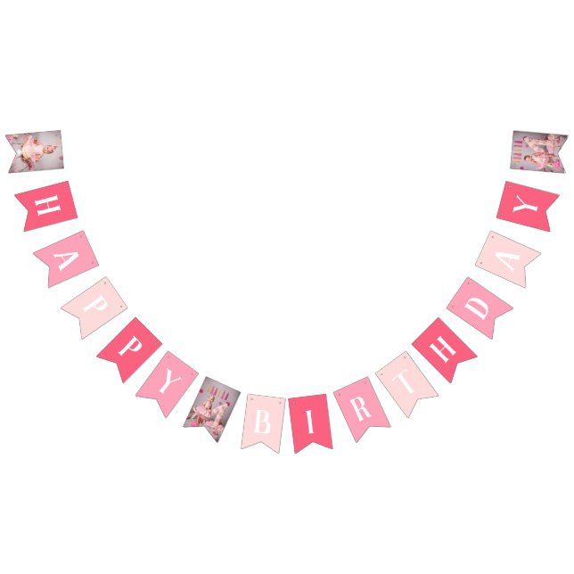 PINK Custom Foto Happy Birthday Banner (Alle)