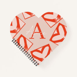 Pink Custom Girly Monogram Tropfen Heart Shaped Li Notizbuch