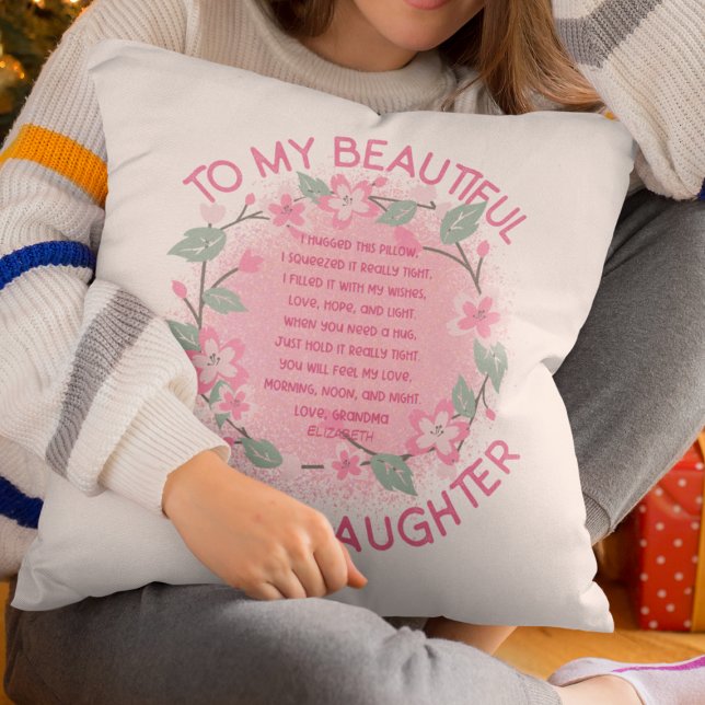 Pink Custom Heartfelt Nachricht an meine Enkelin Kissen (Pink Custom Heartfelt Message To My Granddaughter Throw Pillow
)