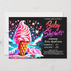 Pink Custom Ice Creme Cone Bliss Babydusche Einladung