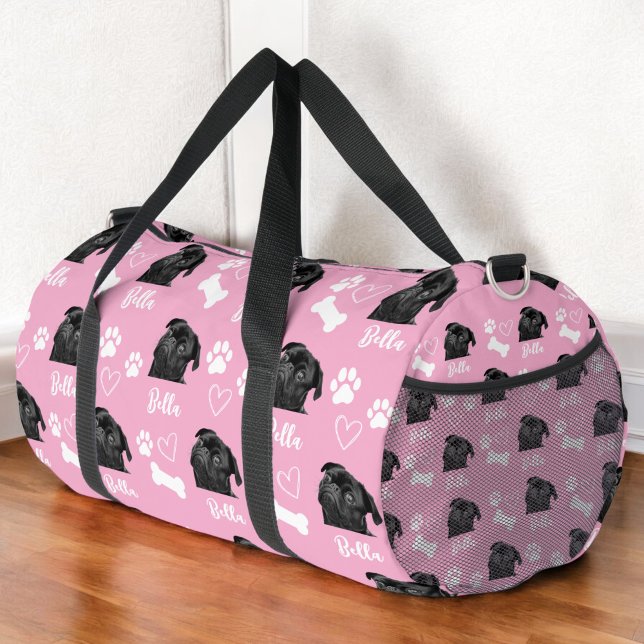 Pink Custom Liebe Paw Print Dog Lover Pet Foto Duffle Bag (Von Creator hochgeladen)
