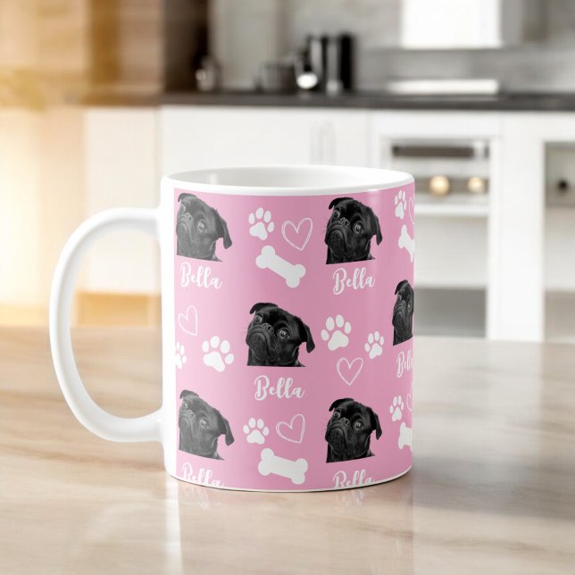 Pink Custom Liebe Paw Print Dog Lover Pet Foto Kaffeetasse (Von Creator hochgeladen)