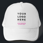 Pink Custom Logo and Text Branded Hat No Minimum Truckerkappe<br><div class="desc">Business Logo eyecatching red Printed Optional Text Promotional Baseball & Trucker Hat Express your unique company style with our customizable logo and text branded hats - no minimum order required. Whether you prefer vibrant hues or classic shades, we offer a wide range of color options for best matching with your...</div>