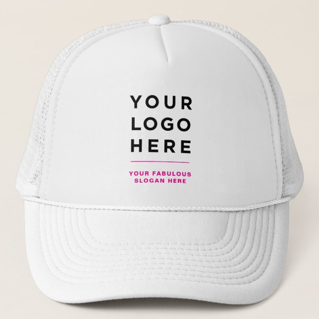 Pink Custom Logo and Text Branded Hat No Minimum Truckerkappe (Vorderseite)