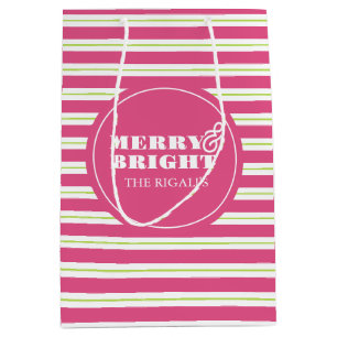 Pink Custom Merry & Bright Weihnachten Mittlere Geschenktüte
