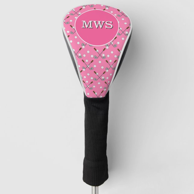 Pink Custom Monogram Golf Head Cover Headcover (Vorderseite)