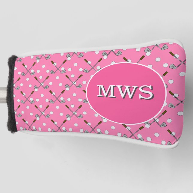 Pink Custom Monogram Golf Putter Head Cover Golf Headcover (Vorderseite)