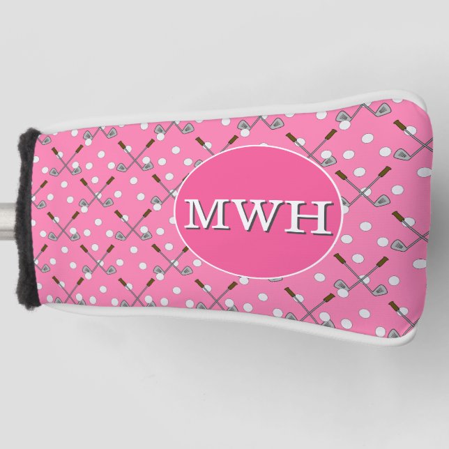 Pink Custom Monogram Putter Head Cover Golf Headcover (Vorderseite)