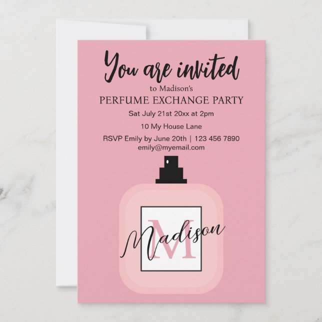 Pink Custom Perfume Exchange Party Einladung (Vorderseite)