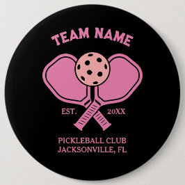 Pink Custom Pickleball Club Team & Player Button