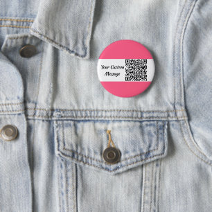 Pink Custom QR Code Trendy Button
