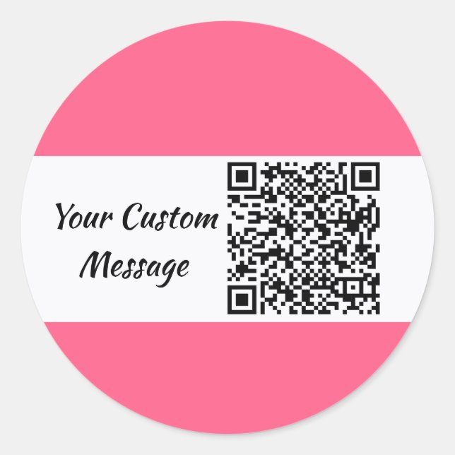 Pink Custom QR Code Trendy Runder Aufkleber (Vorderseite)