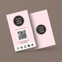 Pink Custom Social Media Logo Business Card