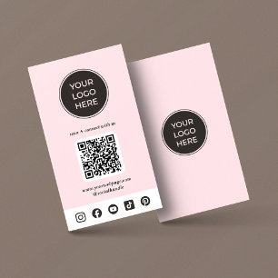 Pink Custom Social Media Logo Business Card Visitenkarte