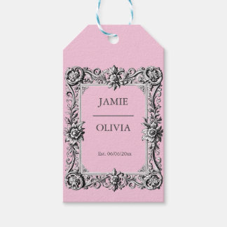 PINK Custom Victorian Scroll Frame – wedding Geschenkanhänger