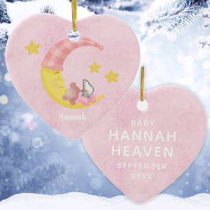 Pink Customizable Girl Baby Loss Weihnachtsherz Keramik Ornament