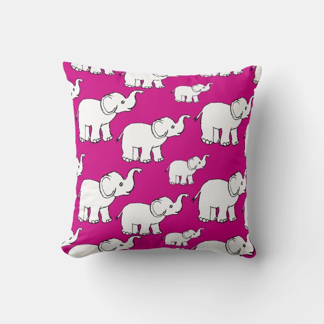 Pink Cute Animal Pattern Cartoon elephant Pattern Kissen (Vorderseite)
