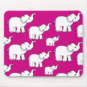 Pink Cute Animal Pattern Cartoon elephant Pattern Mousepad