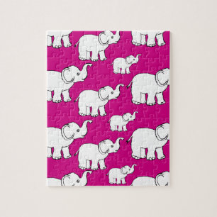 Pink Cute Animal Pattern Cartoon elephant Pattern Puzzle