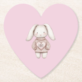 Pink Cute Bunny Pink Sweater Heart Baby Shower Untersetzer