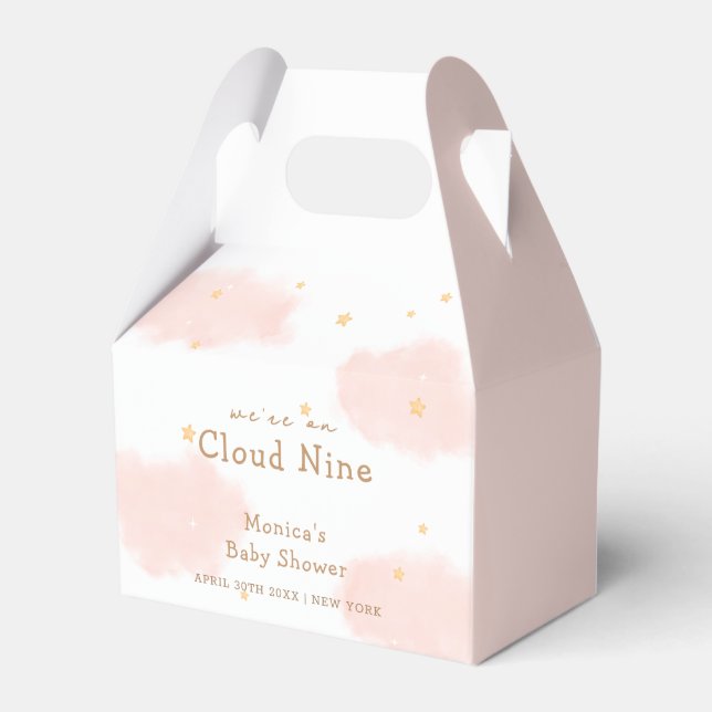 Pink Cute Cloud Nine Girl Baby Dusche Geschenkschachtel (Vorderseite)