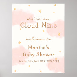 Pink Cute Cloud Nine Girl Baby Dusche Willkommen Poster