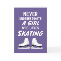 Pink Cute Ice Skating Cards For Girls Girly