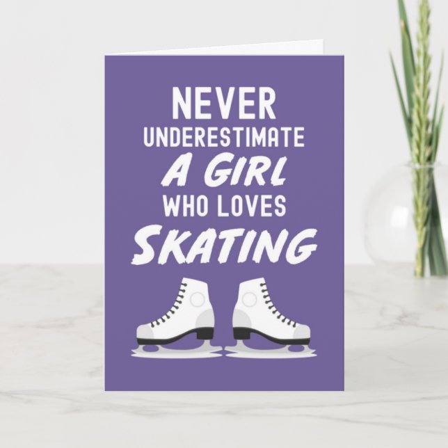 Pink Cute Ice Skating Cards For Girls Girly Karte (Vorderseite)