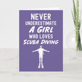 Pink Cute Scuba Diving Cards For Girls Snorkeling Karte