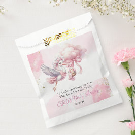 Pink cute Stork & Cloud Baby Girl Shower Favor Bag Geschenktütchen