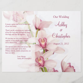 Pink Cymbidium Orchid Floral Wedding Programm