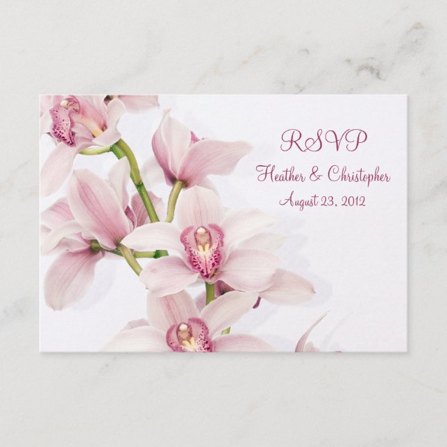 Pink Cymbidium Orchid Wedding Reply RSVP Card (Vorderseite)
