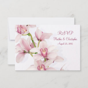 Pink Cymbidium Orchid Wedding Reply RSVP Card Karte