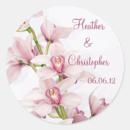 Pink Cymbidium Orchid Wedding Stickers