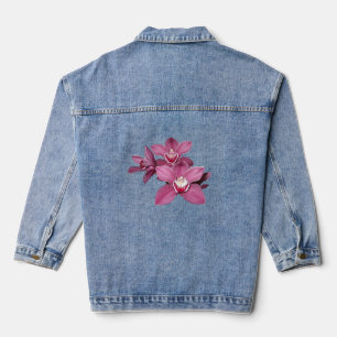 Pink Cymbidium Orchids Denim Jacket Jeansjacke