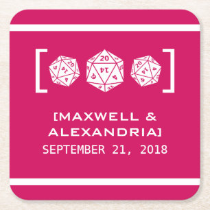 Pink D20 Dice Gamer Paper-Untersetzer Rechteckiger Pappuntersetzer