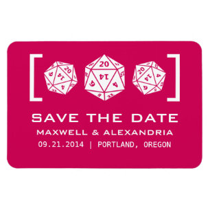 Pink D20 Dice Gamer Speichern Sie das Date Magnet
