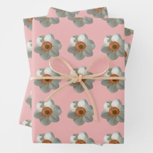 Pink Daffodin Frühlingszeit Blume Geschenkpapier Set