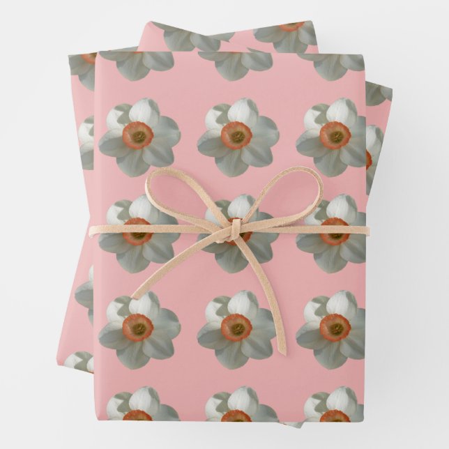 Pink Daffodin Frühlingszeit Blume Geschenkpapier Set (Beispiel)